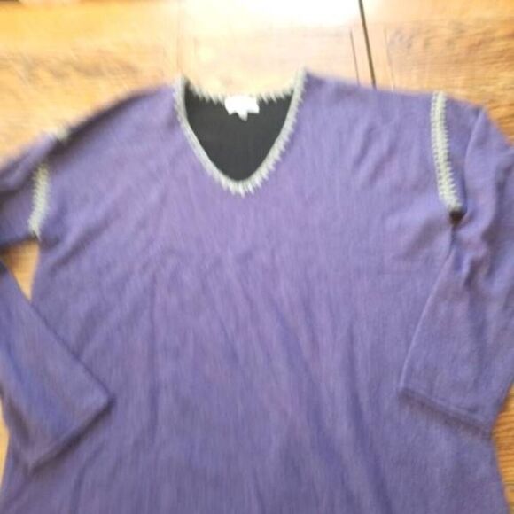 Johnny Was The Whipstitch V Neck Pullover ‑ Color Block cashmere wool blend sz L - Picture 3 of 5